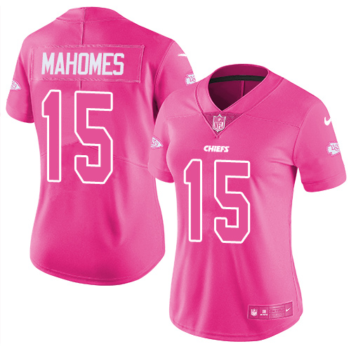 Women's Kansas City Chiefs Customized Pink Vapor Untouchable Limited Stitched NFLJersey(Run Small）